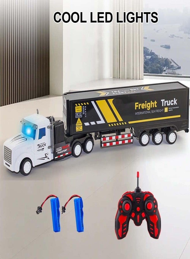 SNACKTANT RC Semi Truck Toy for Kids - 1:32 Remote Control Carrier Van Transport Car, 17.3" Freight Container Truck with 2 Batteries, Semi Truck and Trailer with Lights, Great Gift for Boys Girls Age 3-8 - Image 2